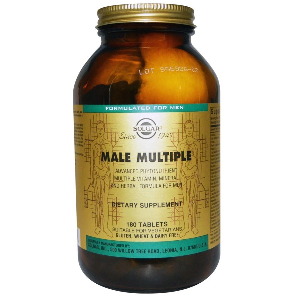 Мультивітаміни для чоловіків Солгар Solgar Male Multiple 180 таблетки. Зроблено у США. від компанії Інтернет магазин "Канбан" - фото 1