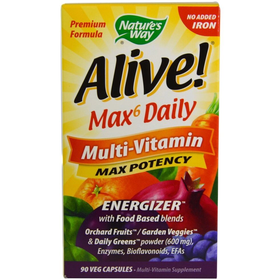 Мультивітамінний комплек з натуральними продуктами Max Potency, Nature's Way, Alive! , 90 таблеток від компанії Інтернет магазин "Канбан" - фото 1
