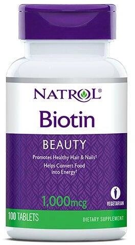 Natrol, Біотин (Biotin) 1000 мкг, 100 таблеток від компанії Інтернет магазин "Канбан" - фото 1