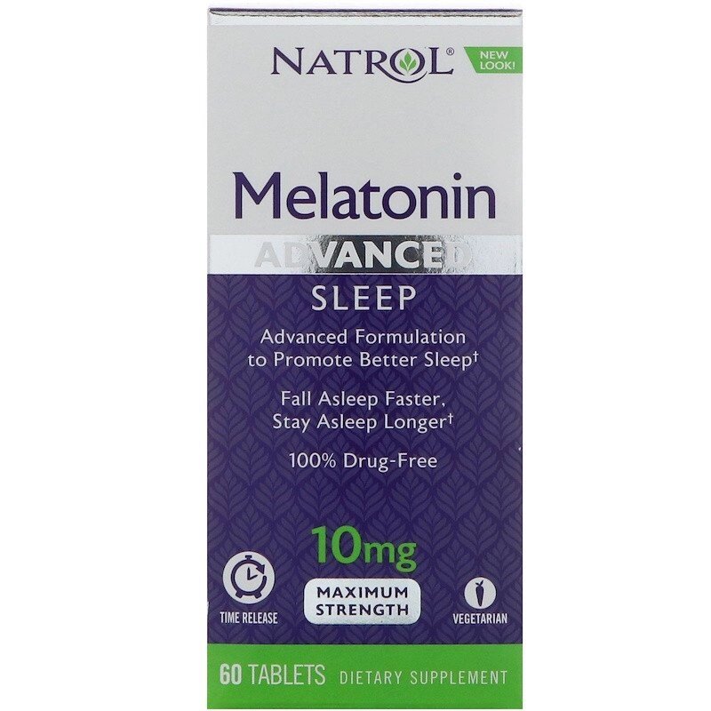 Natrol, Мелатонін, покращений сон, повільне вивільнення, 10 мг, 60 таблеток від компанії Інтернет магазин "Канбан" - фото 1