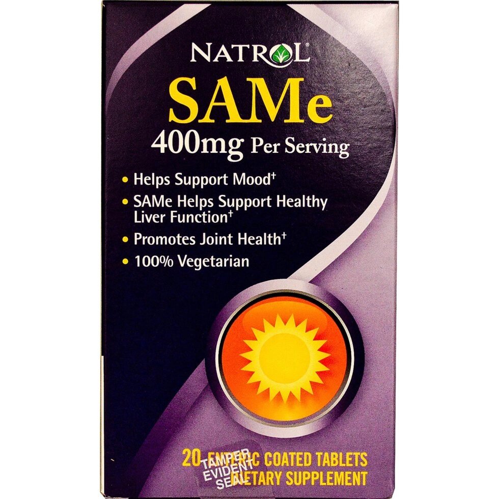 Natrol, SAMe (S-Adenosyl-L-Methionine), 20 таблеток по 200 мг від компанії Інтернет магазин "Канбан" - фото 1