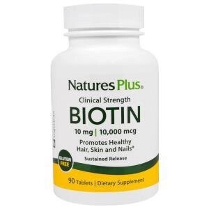 Nature's Plus, Biotin 10 000 мкг, з повільним випуском, 90 таблеток від компанії Інтернет магазин "Канбан" - фото 1