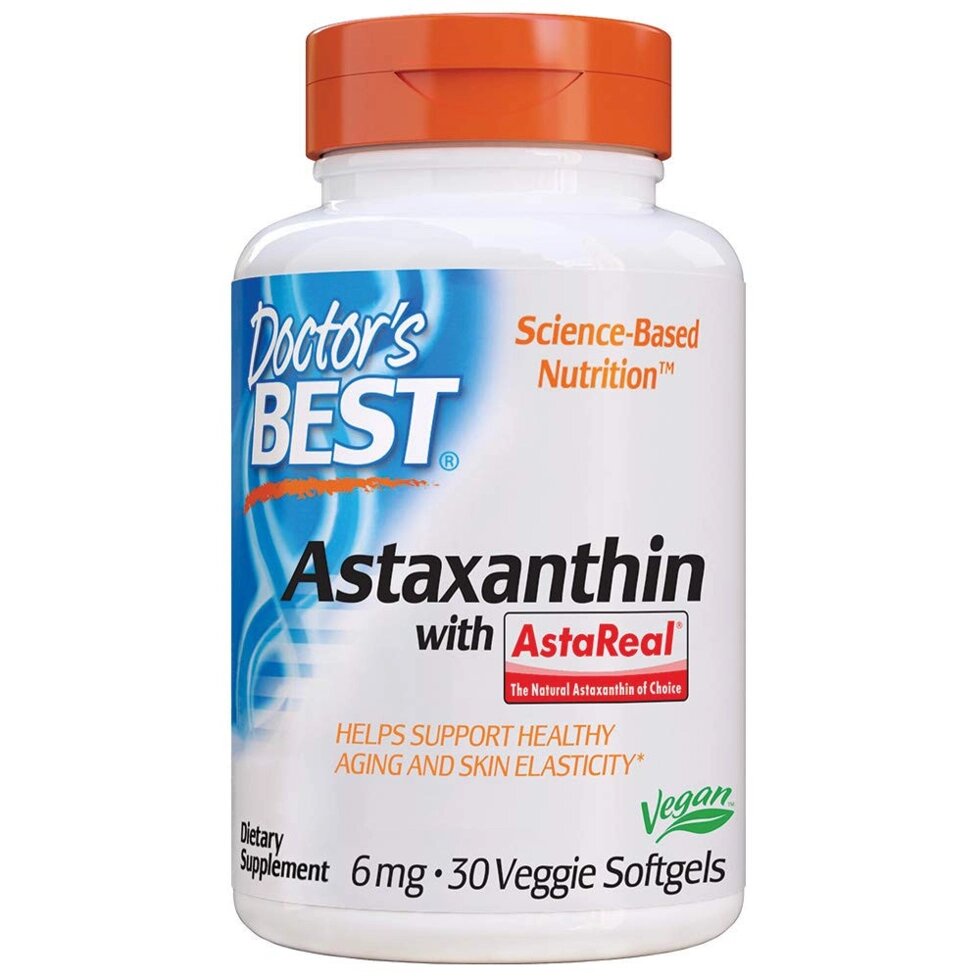Найкращий лікар, астаксантин з астаріальним, 6 мг, 30 рослинних капсул від компанії Інтернет магазин "Канбан" - фото 1