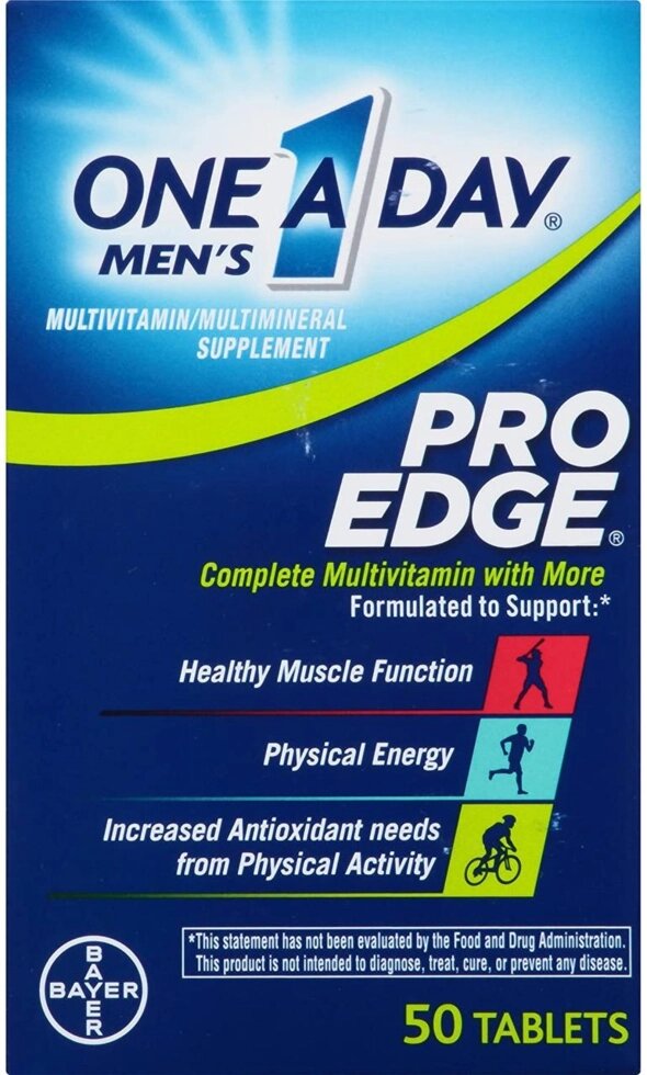 One A Day Pro Edge, Bayer, мультивітаміни для чоловіків, для імунітету і здорової функції м'язів, 50 таблеток від компанії Інтернет магазин "Канбан" - фото 1