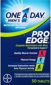 One A Day Pro Edge, Bayer, мультивітаміни для чоловіків, для імунітету і здорової функції м'язів, 50 таблеток