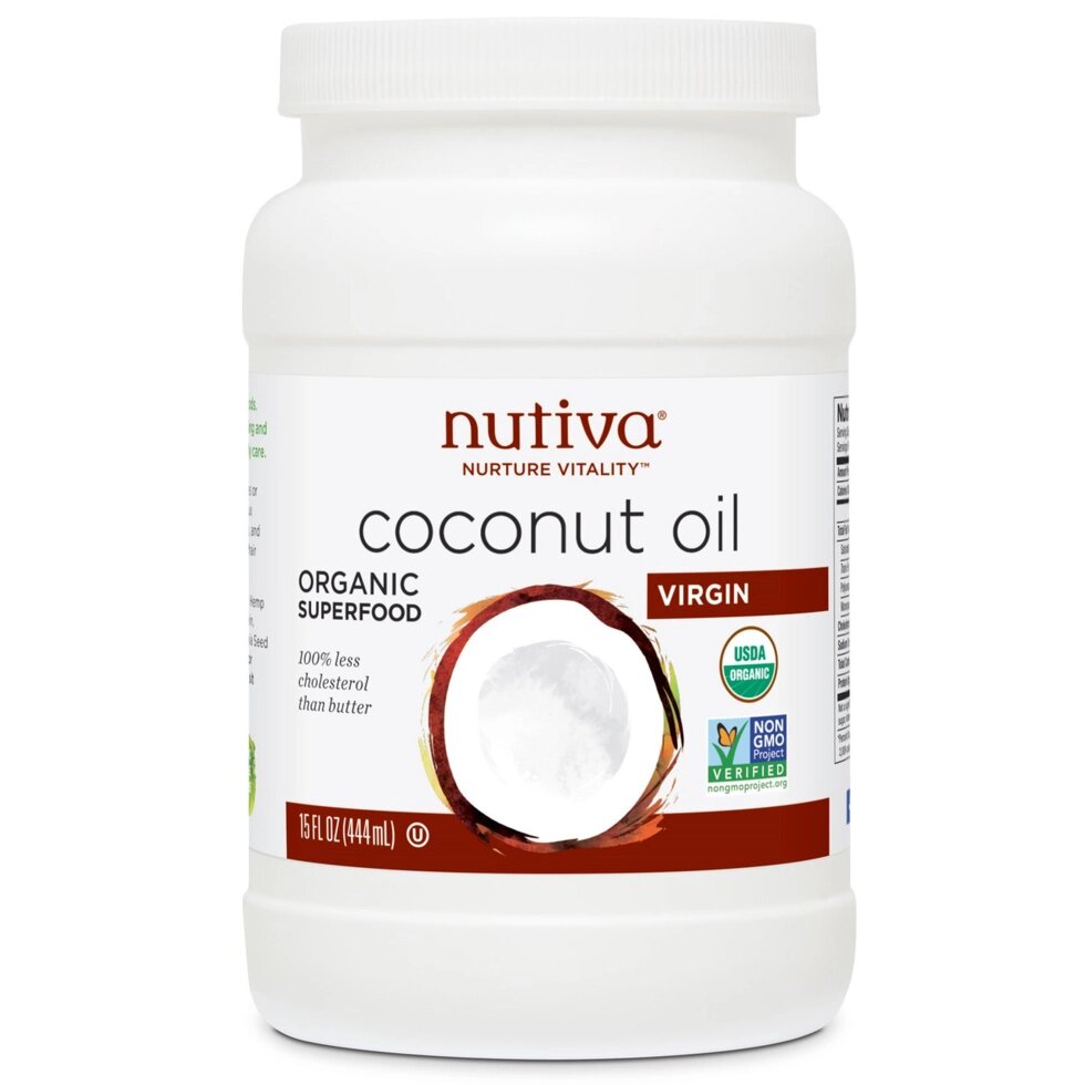 Органическое кокосовое масло первого отжима Nutiva Nurture Vitality, (съедобное), 444 мл ##от компании## Интернет магазин "Канбан" - ##фото## 1