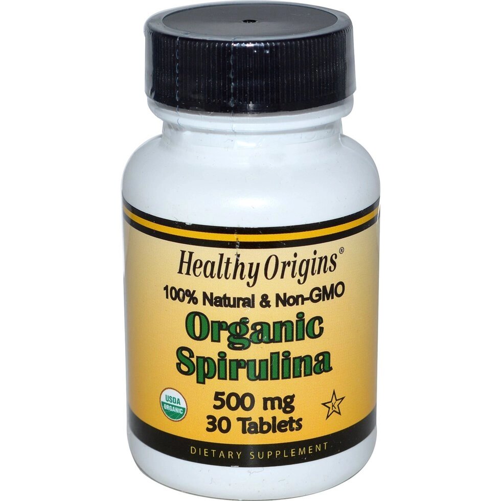 Органічна спіруліна, Healthy Origins, 500 мг, 30 таблеток від компанії Інтернет магазин "Канбан" - фото 1