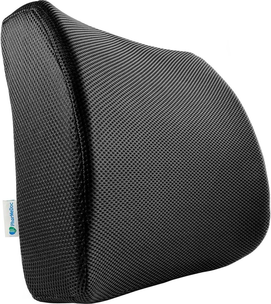 Ортопедична спинка PharMeDoc на стілець для поперекової підтримки для будинку, офісу, автомобіля, чорна від компанії Інтернет магазин "Канбан" - фото 1