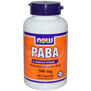 Пабк (PABA), now foods, 500 мг, 100 капсул