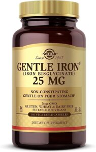 Solgar, Gentle Iron (хелатне залізо), 25 мг, 90 капсул