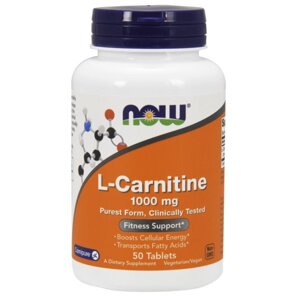 NOW Foods, L-карнітин (L-Carnitine), 1000 мг, 50 таблеток