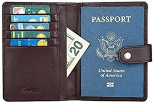 Кожаная обложка для паспорта, кошелек, кредитница с RFID защитой Simpac