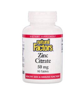 Natural Factors, Цитрат цинку, 50 мг, 90 таблеток