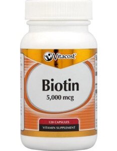 Vitacost Біотин 5000 мкг, 120 капсул. Зроблено в США.