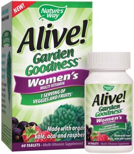 Nature's Way, Alive !, Garden Goodness, Мультівітаміни для жінок, 60 таблеток