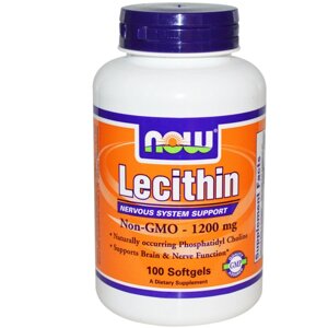 Лецитин Now Foods, 1200 мг, 100 м'яких капсул. Сдедать в США