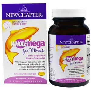 Омега 3 для вагітних New Chapter, Wholemega, 500 мг, 90 капсул. Зроблено в США