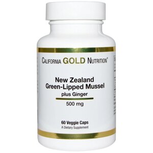 California Gold Nutrition, Нова Зеландія, Зелені мідії плюс імбир, 500 мг, 60 рослинних капсул