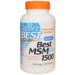 MSM 1500, Doctor's Best, 1500 мг, 120 таблеток. Зроблено в США.
