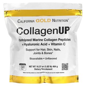 Морський колаген California Gold Nutrition, CGN, CollagenUP ,+ гіалуронова кислота + вітамін C, 464