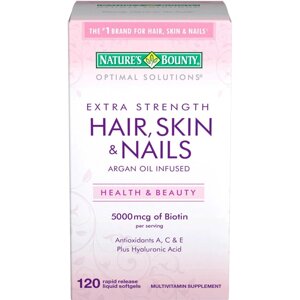 Вітаміни для волосся, нігтів і шкіри Nature's Bounty, 120 капсул. Зроблено в США.