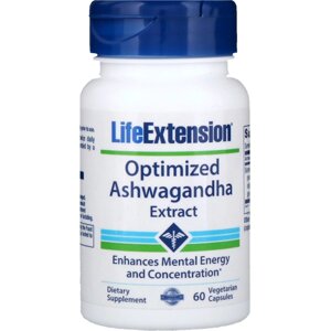 Екстракт ашвагандха, Life Extension, 60 капсул. Зроблено в США.