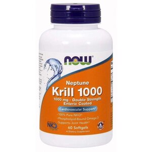 Масло криля Нептун (NKO), Now Foods, 1000 мг, 60 капсул