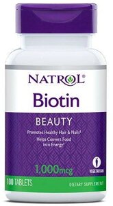Natrol, Біотин (Biotin) 1000 мкг, 100 таблеток