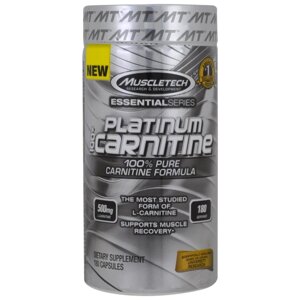 L-карнітин L-тартрату Muscletech, Essential Series, Platinum, 500 мг, 180 капсул