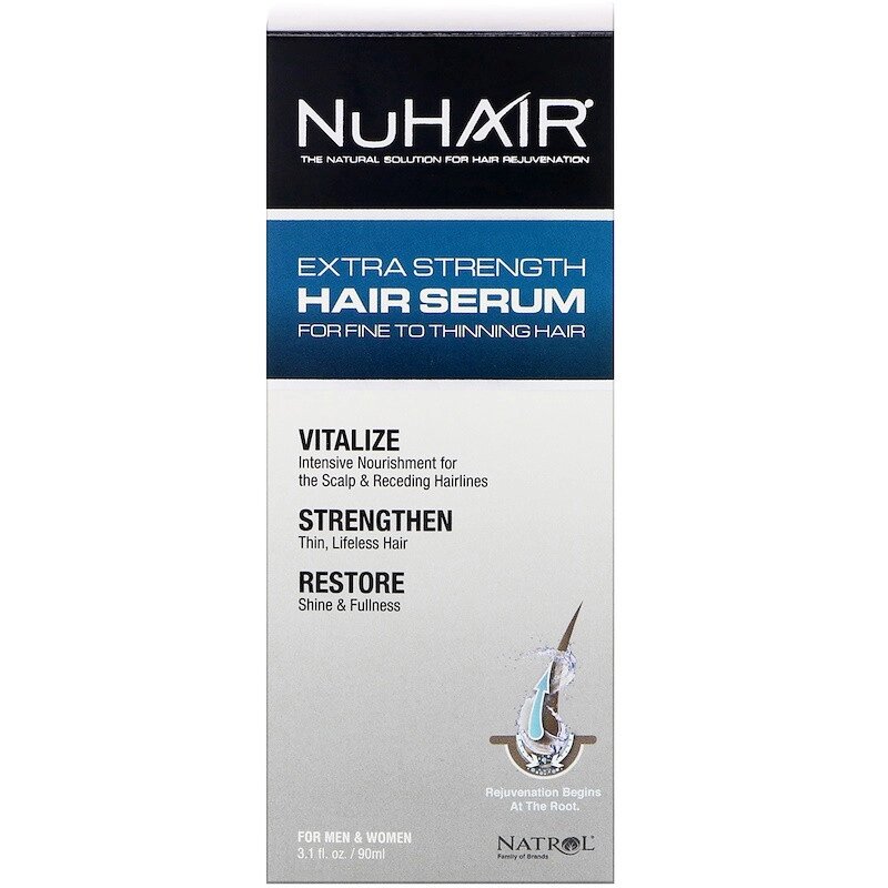Natrol, NuHair, сироватка для волосся, відповідна чоловікам і жінкам, 3,1 ж. унц. (90 мол) - опт