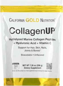 Морський колаген California Gold Nutrition, CGN, CollagenUP 5000,+ гіалуронова кислота + вітамін, 206 г