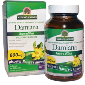 Даміана Nature's Answer, 800 мг, 90 капсул. Зроблено в США.
