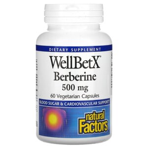 Natural Factors, WellBetX, берберин, 500 мг, 120 капсул
