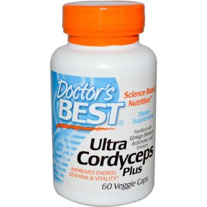 Doctor's Best, Ultra Cordyceps Plus, кордіцепс і екстракт гінкго і артишоку, 60 капсул