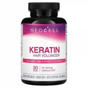 Кератиновий комплекс Neocell, Keratin Hair Volumizer, 250 мг, 60 капсул. Зроблено в США.