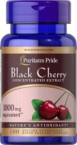 Чорна вишня Puritan's Pride Black Cherry 1000 мг, 100 капсул. Зроблено в США