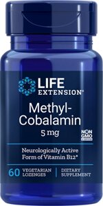 Life Extension, метил-кобаламін, 5 мг, 60 рослинних льодяників