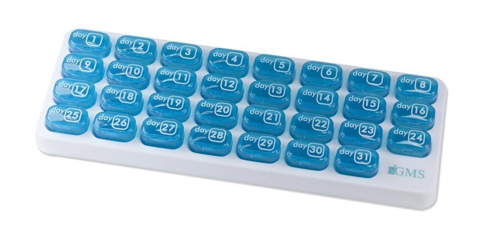 Контейнер для таблеток GMS Brand на 31 день с мобильными контейнерами - особливості