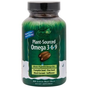 Омега 3 · 6 · 9, Irwin Naturals, цільні рослинні масла 90 гелевих капсул