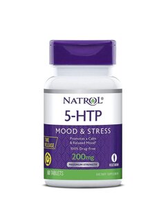 Natrol, 5-HTP (5-гідрокситриптофан) TR, Time Release, 200 мг, 60 таблеток