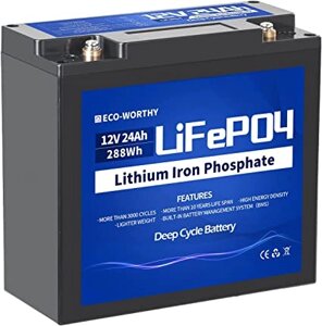 Eco-worthy, літій-залізо-фосфатний акумулятор LiFePO4 12 В, 24 Аг