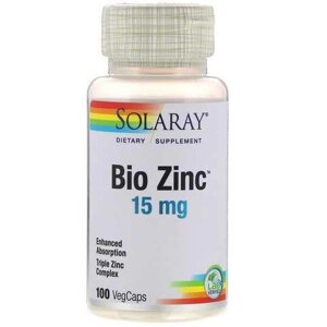 Solaray, Цинк Bio Zinc, 15 мг, 100 вегетаріанських капсул