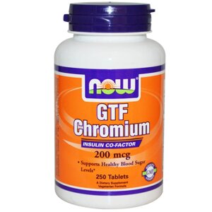 Хром GTF, Now Foods, 200 мкг, 250 таблеток