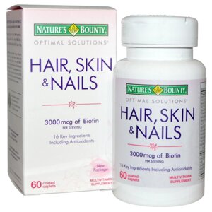 Вітаміни для волосся, нігтів і шкіри Nature's Bounty, 60 ш. Зроблено в США.