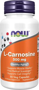 NOW Foods, L-карнозин, 500 мг, 50 рослинних капсул