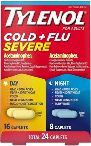 Средство от простуды и гриппа Tylenol Cold + Flu Severe Day & Night Caplets, 24 таблетки
