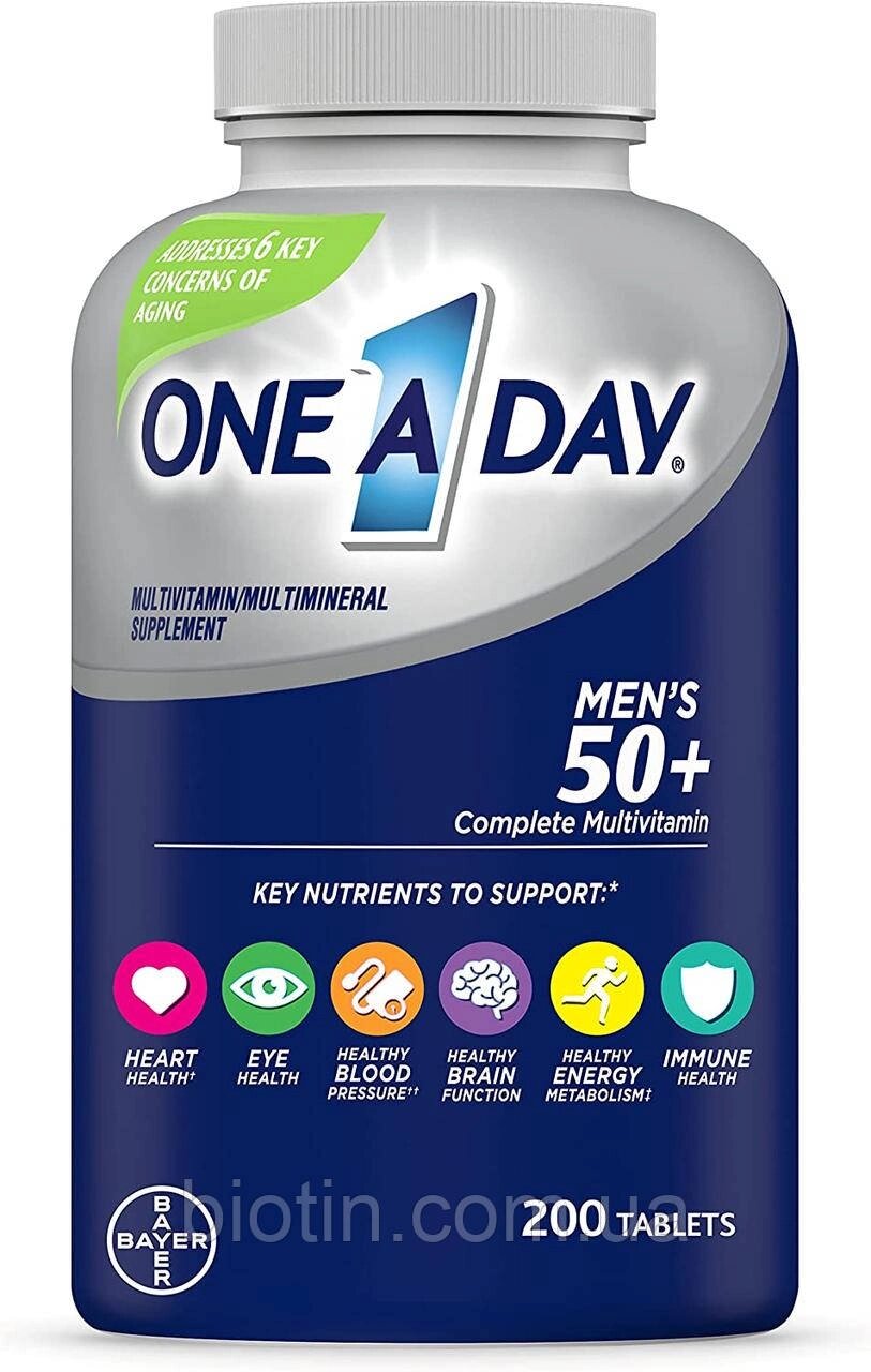 Полівітаміни для чоловіків 50+, один день, Байєр, 200 таблеток від компанії Інтернет магазин "Канбан" - фото 1