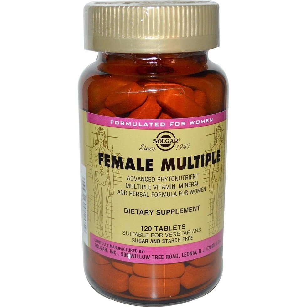 Solgar Female Multiple мультивітаміни та мінерали для жінок, 120 таблеток. Зроблено у США. від компанії Інтернет магазин "Канбан" - фото 1