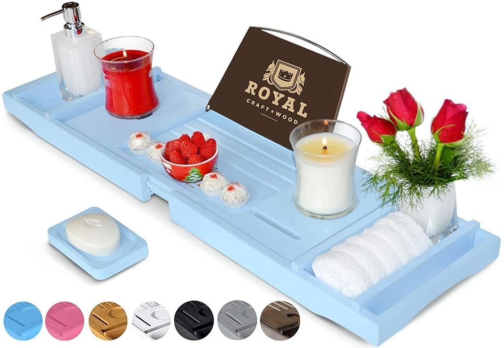 Столик для ванны ROYAL CRAFT WOOD Luxury, бамбуковый, голубой від компанії Інтернет магазин "Канбан" - фото 1