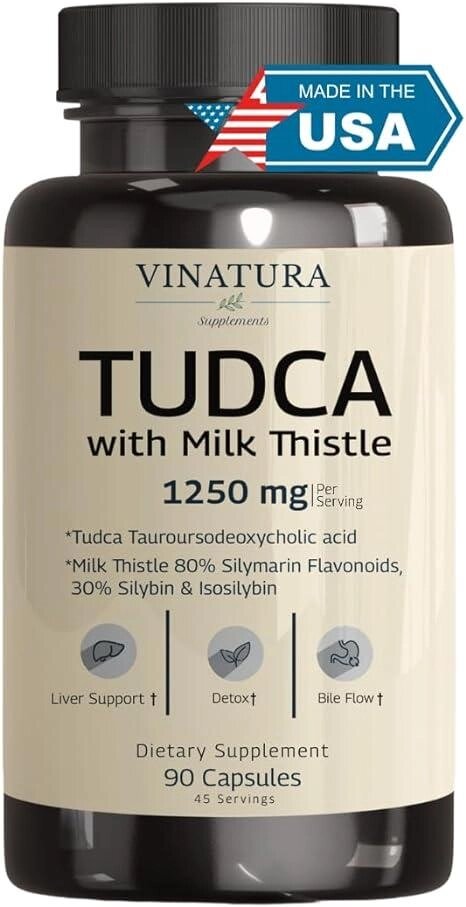 VINATURA TUDCA (Тауроурсодезоксихолева кислота) 1000 мг і розторопша 250 мг (у порції), 90 капсул. США. від компанії Інтернет магазин "Канбан" - фото 1